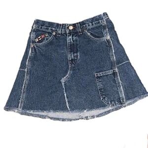 👗🧷 BUGLE BOY Vintage 90s Y2K Upcycled Denim Mini Skirt l Fits Sz 26"
